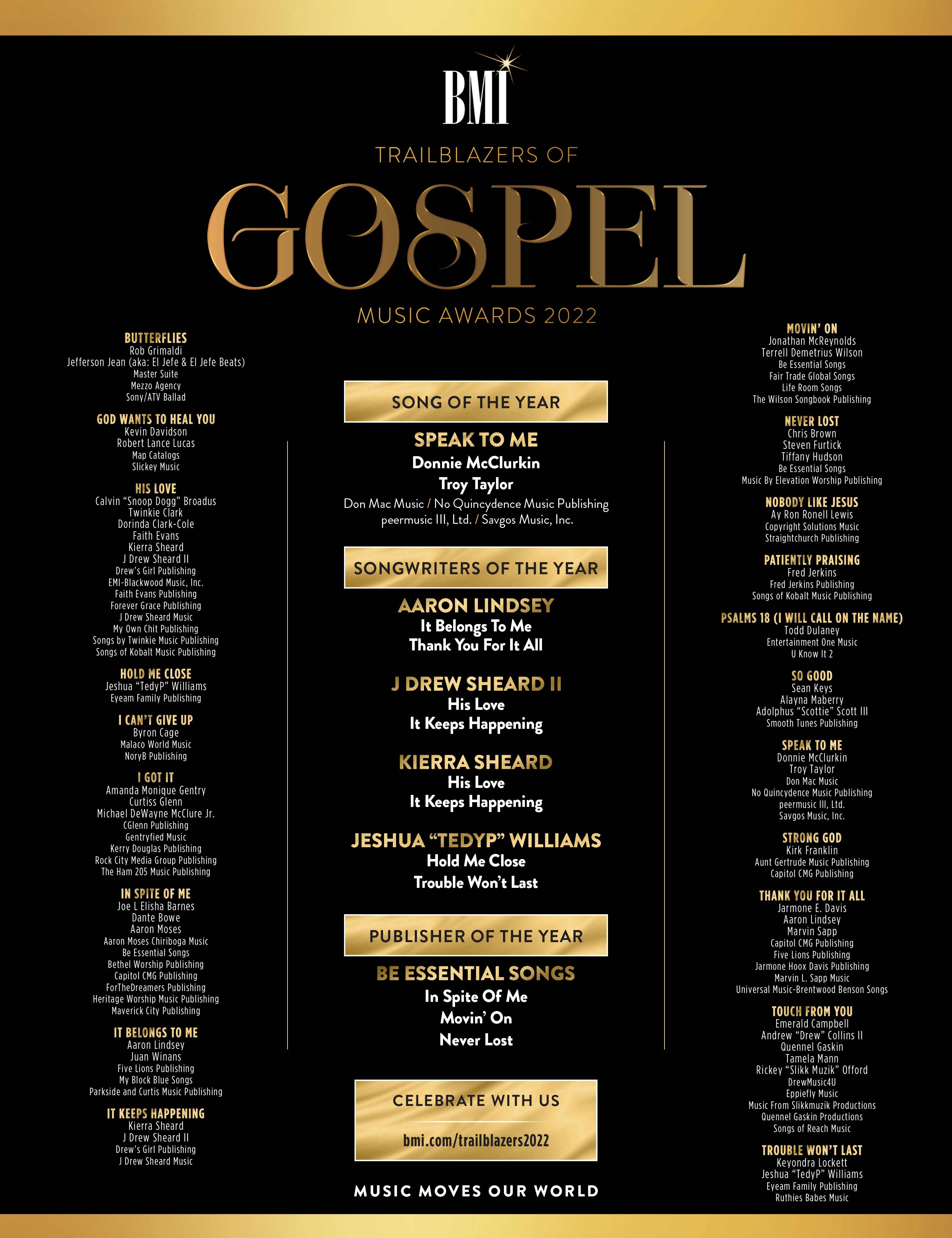 2022 BMI Trailblazers of Gospel Music Awards